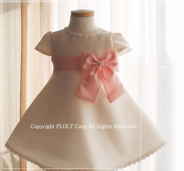 子供ドレス発表会・結婚式・おしゃれなDRESCCOのベビードレスピンクピーチの画像2