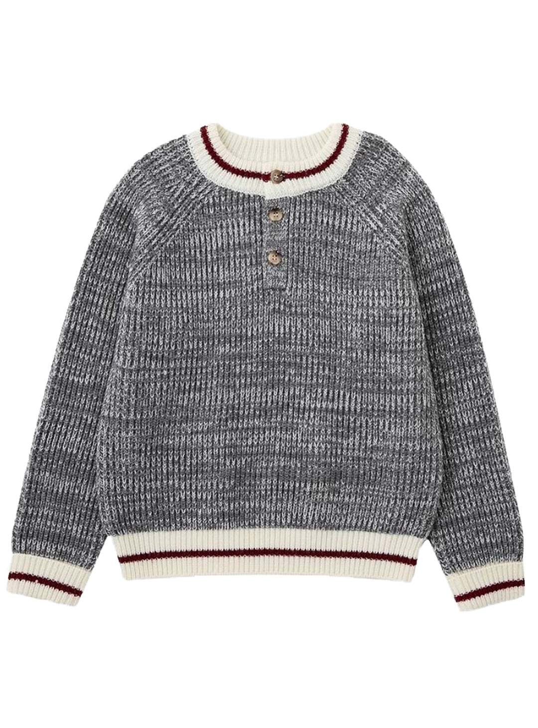 K316 - Half button bicolor wool blend knit