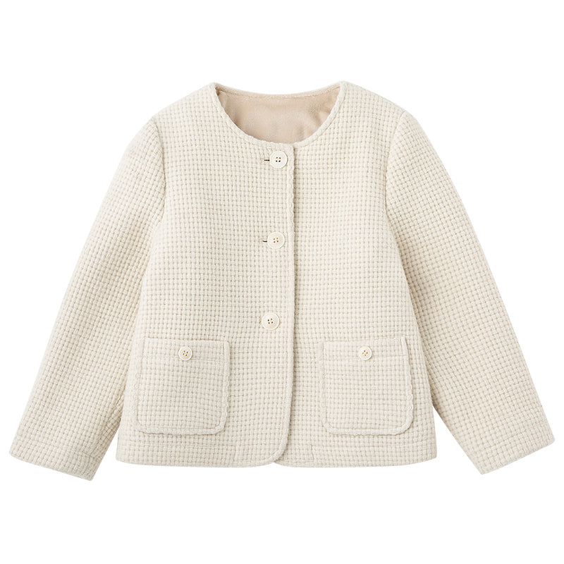 子どもおしゃれ着・スマートカジュアル COCO MODERNのK419 - ジュニア向けラウンドネックアイボリーウールジャケットの画像18