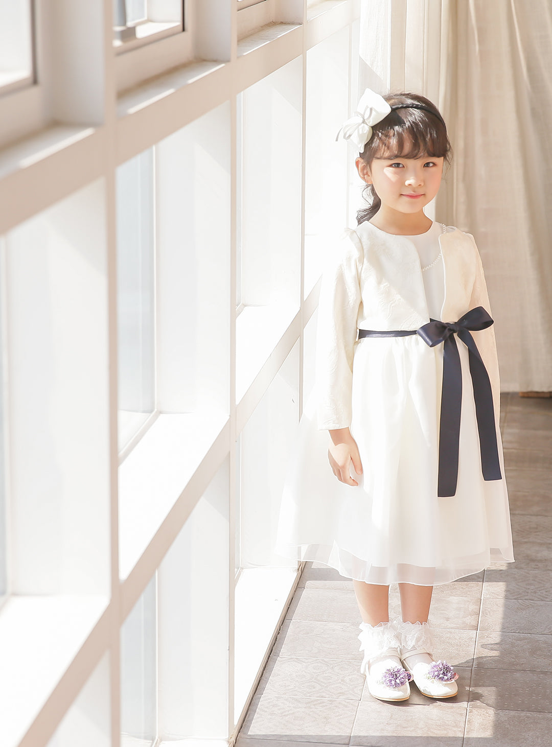 子供ドレスのボレロ・カーディガン・発表会結婚式・おしゃれなDRESCCOのリゲルカーディガン(アイボリー)の画像12
