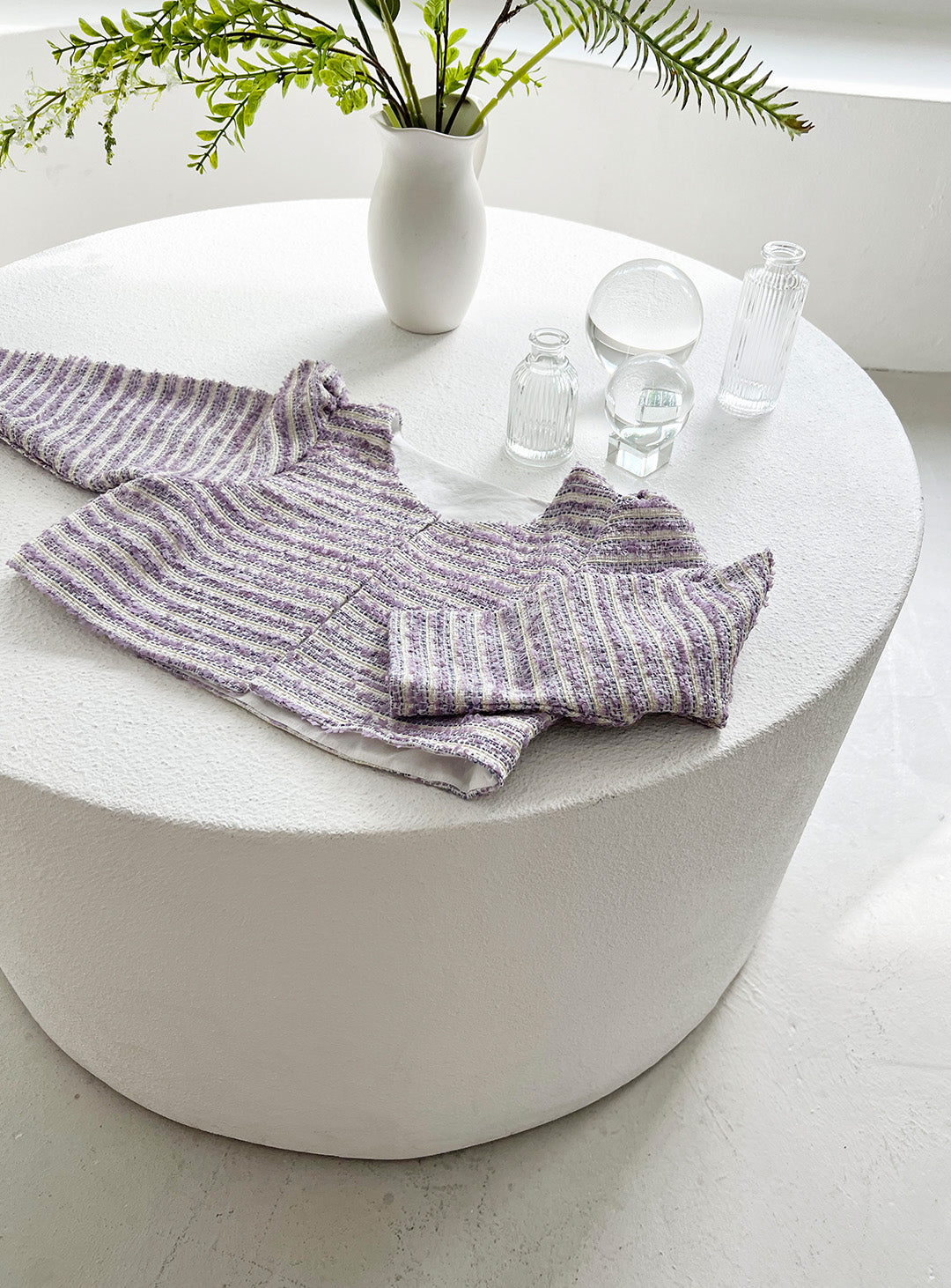 子供ドレスのボレロ・カーディガン・発表会結婚式・おしゃれなDRESCCOのラベンダーツイードリビティナカーディガンの画像8