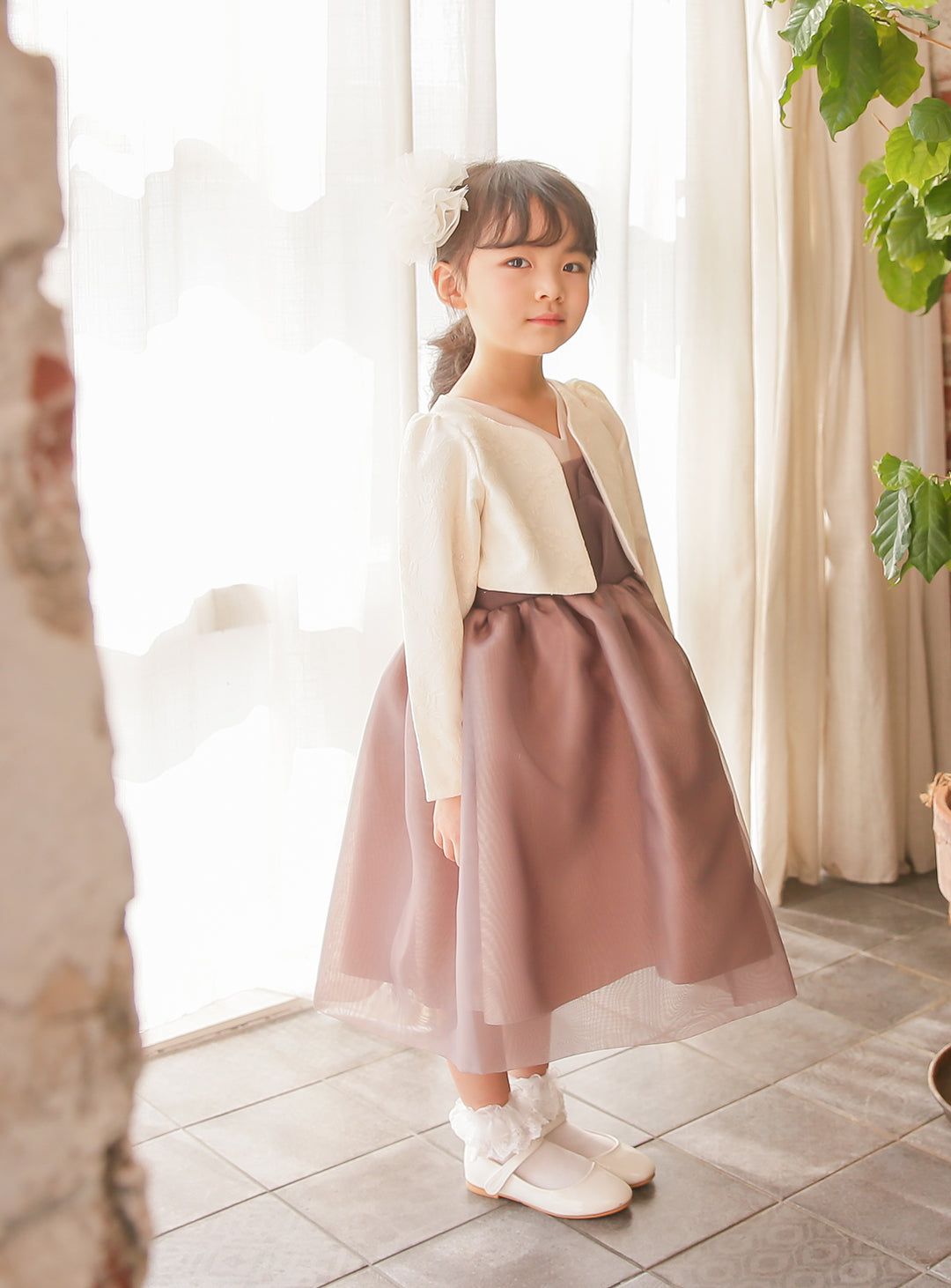子供ドレスのボレロ・カーディガン・発表会結婚式・おしゃれなDRESCCOのリゲルカーディガン(アイボリー)の画像5