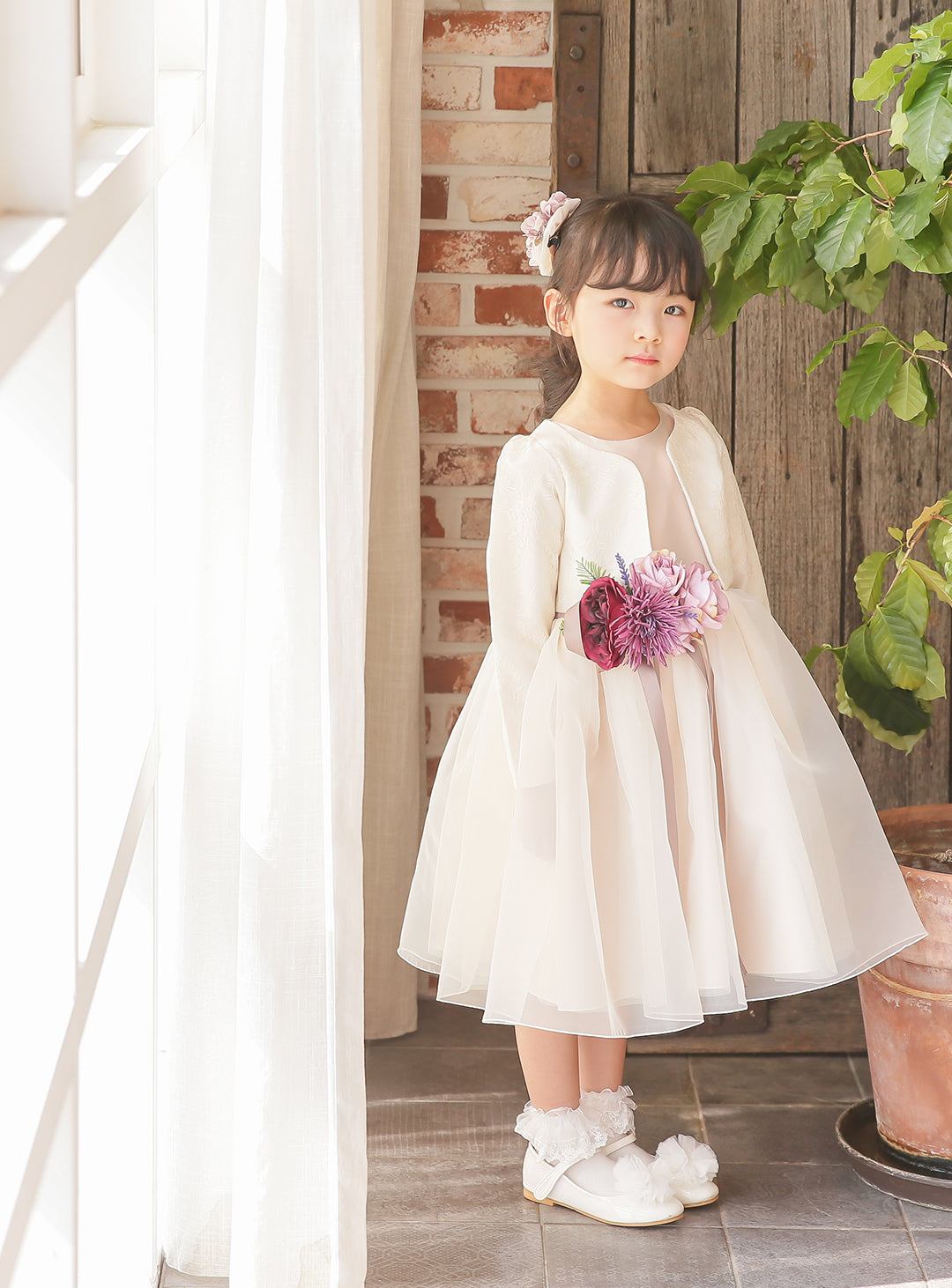 子供ドレスのボレロ・カーディガン・発表会結婚式・おしゃれなDRESCCOのリゲルカーディガン(アイボリー)の画像9