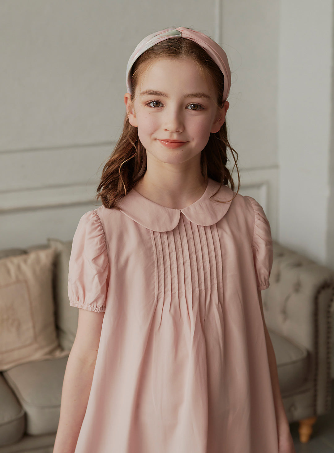 K6006 - 圆领婴儿粉色短袖连衣裙