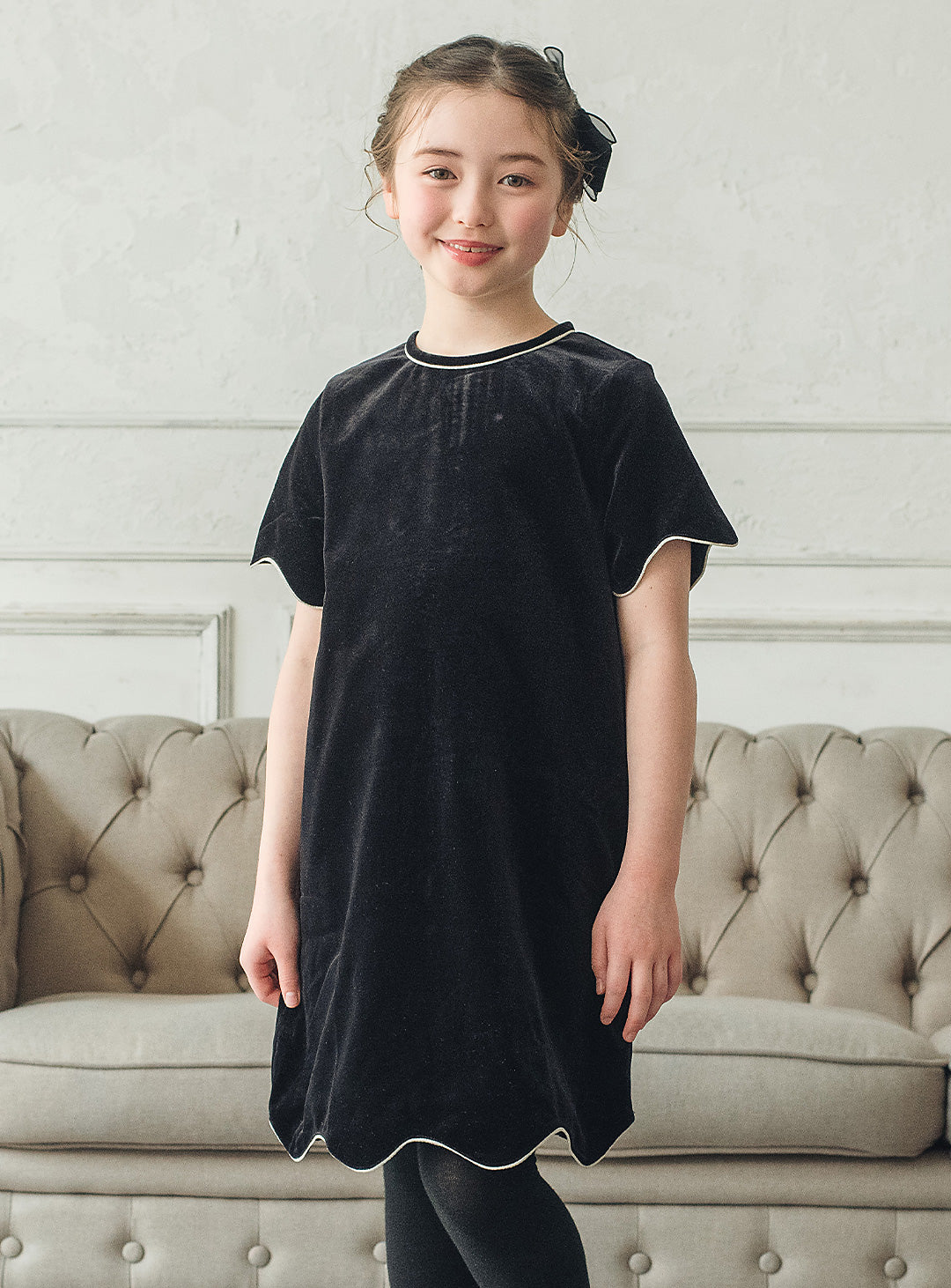 ベルベットフローラルシルエットワンピース