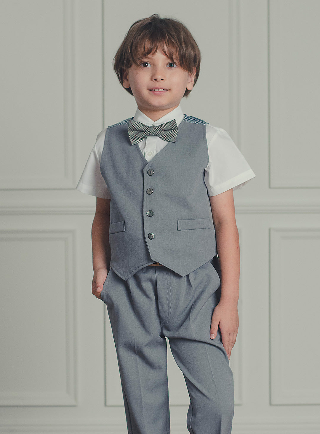 アーサーライトグレーベストスーツセット(ベスト、長ズボン)