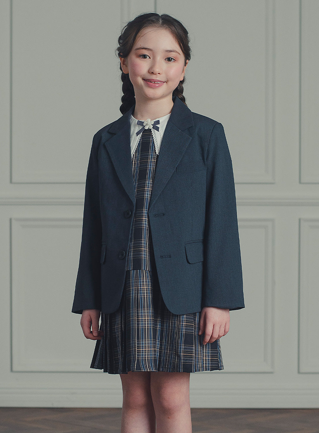 アメリアチャコールウール混ジャケット+ワンピースセット