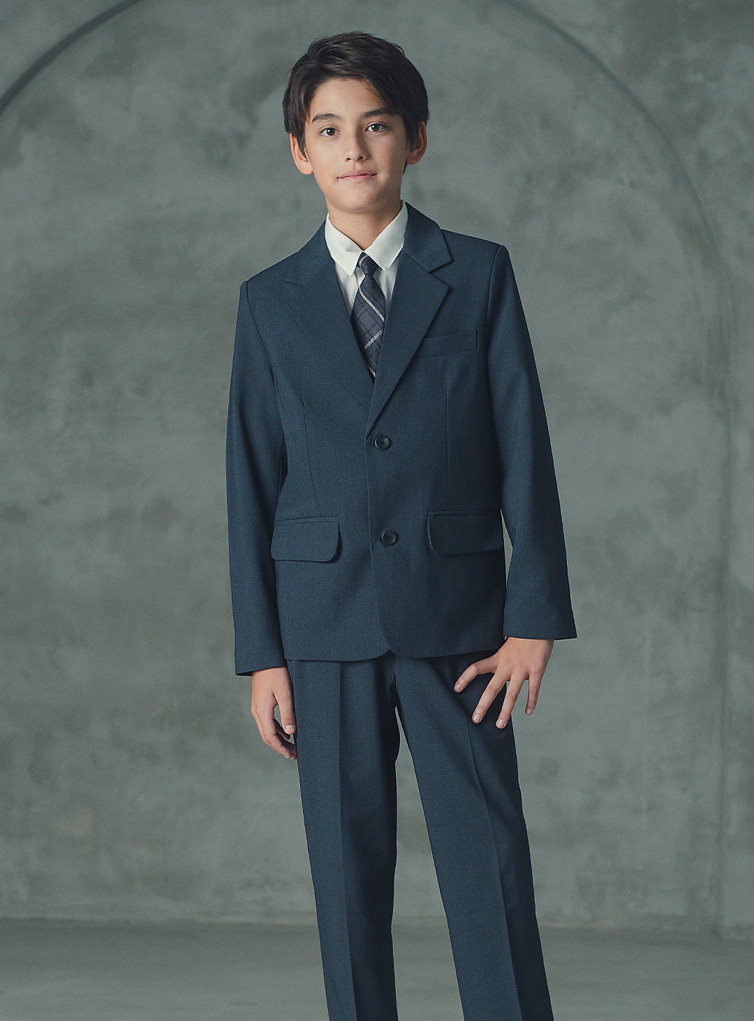 アレックスチャコールウール混シングルブレストスーツセット(ジャケット、長ズボン)