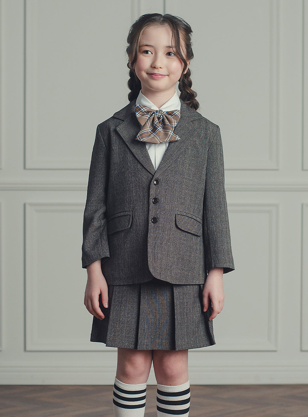 バードブラウンスカートスーツ2ピースセット(ジャケット、スカート)