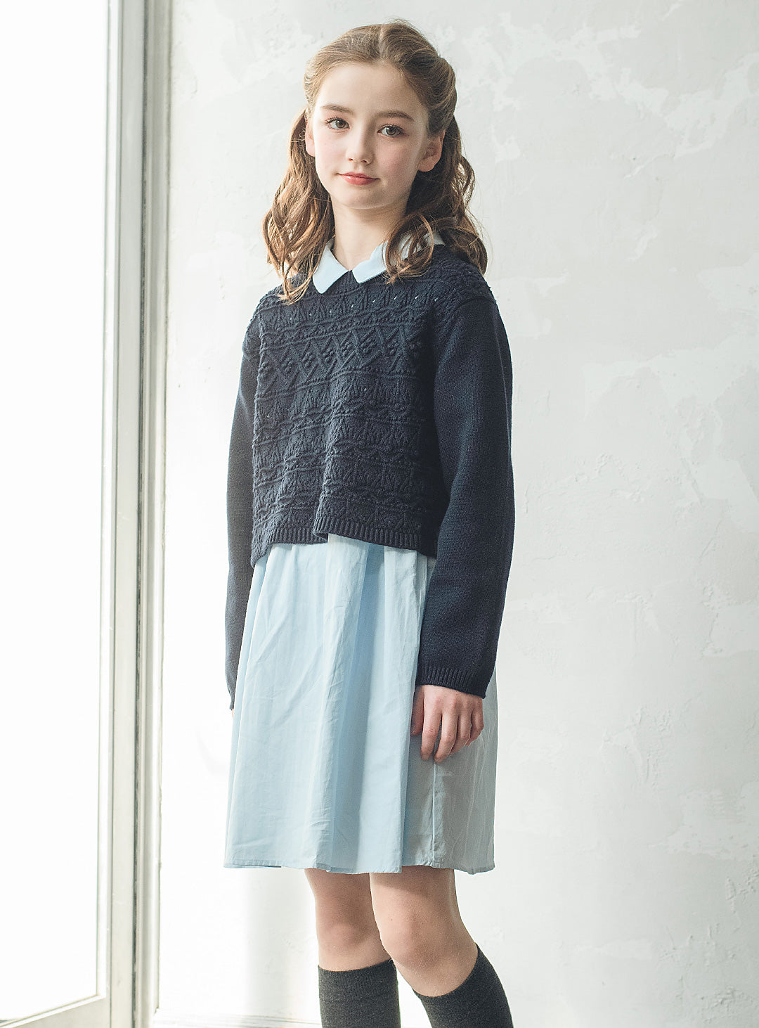 ニット×コットンワンピースセットアップ