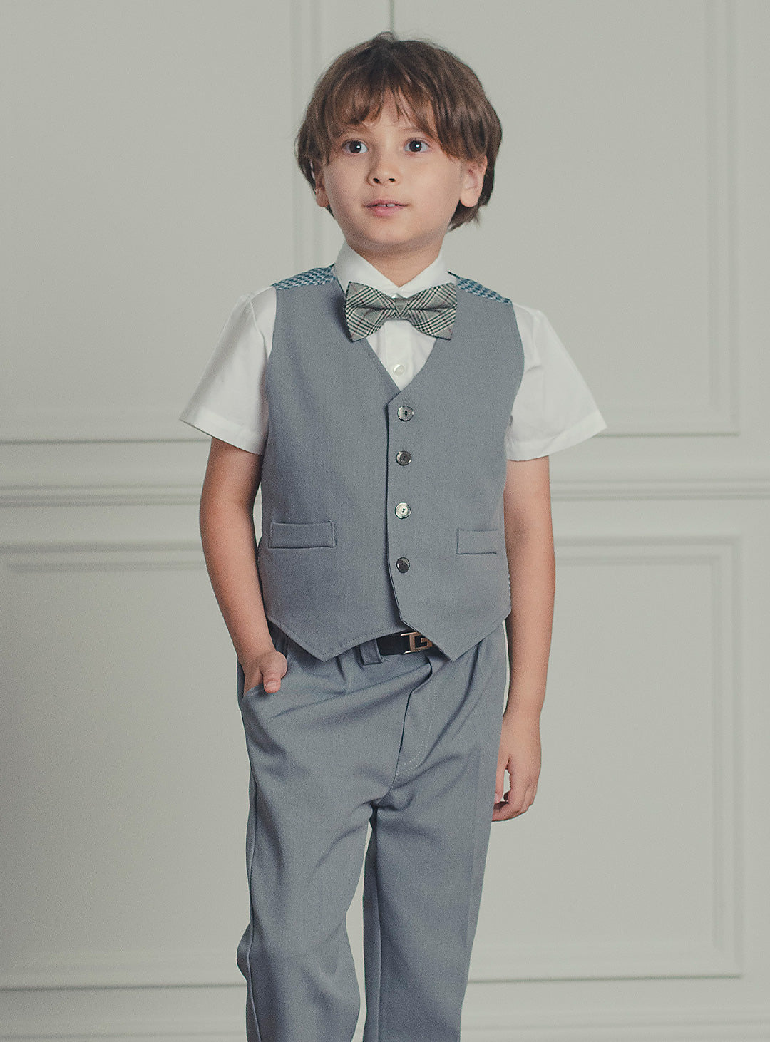 アーサーライトグレーベストスーツセット(ベスト、長ズボン)