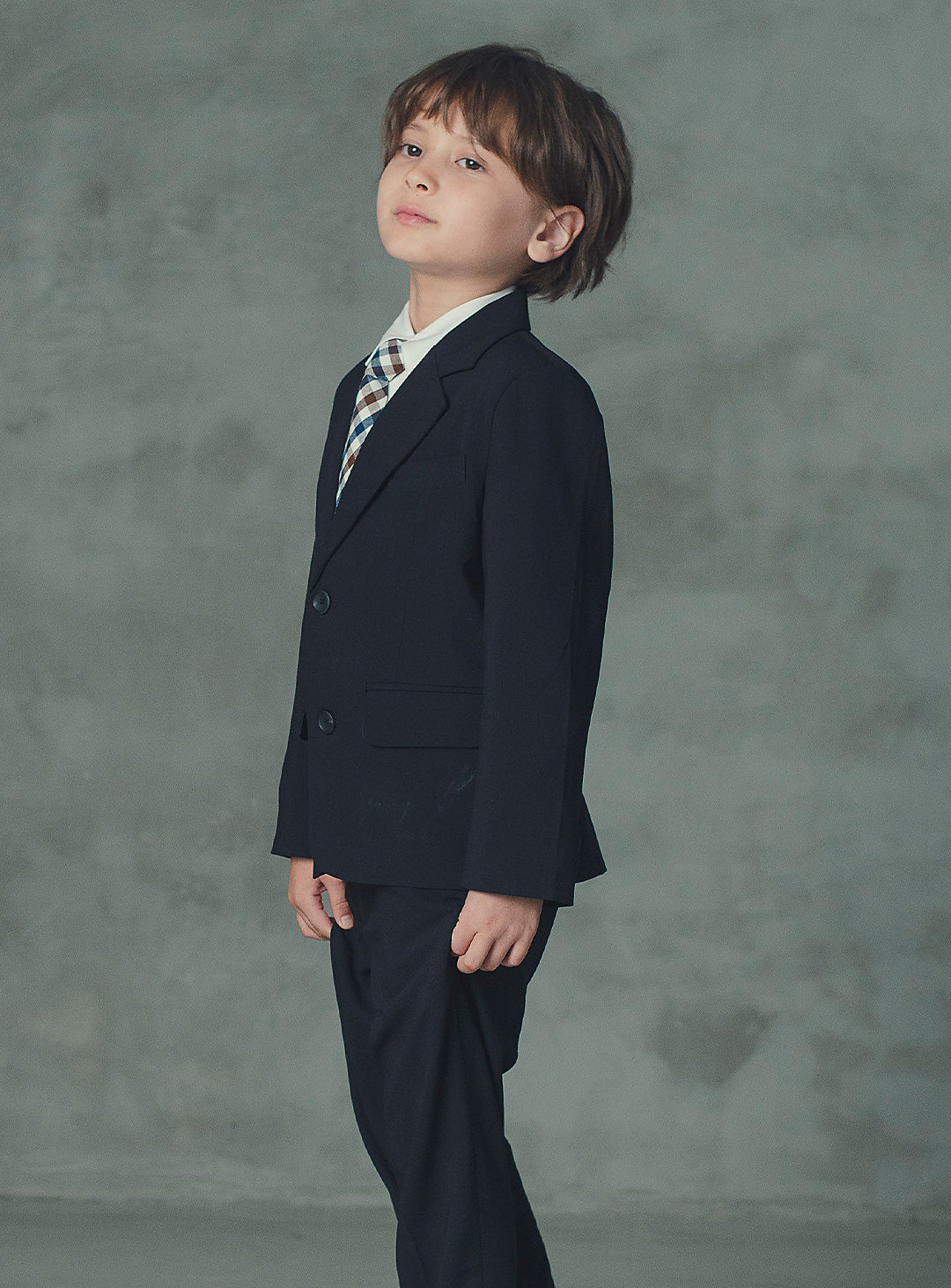 ルカブラックウール混スーツセット(ジャケット、長ズボン)