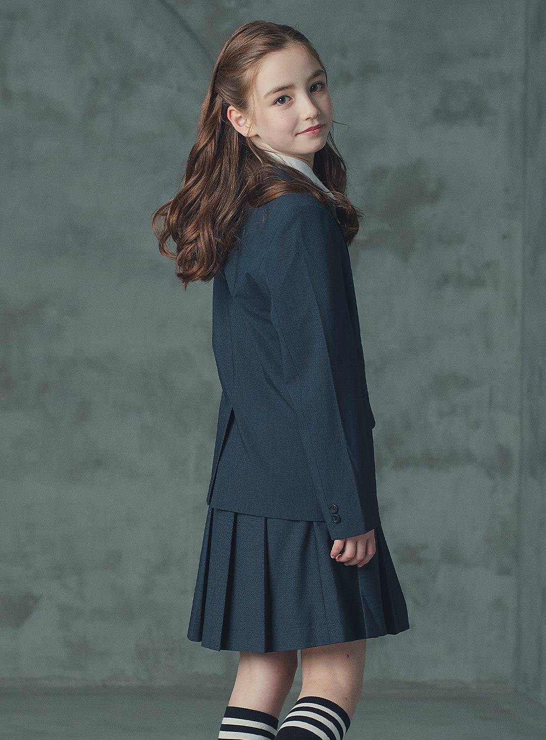 アメリアチャコールウール混ジャケットプリーツスカート2ピースセット(ジャケット、スカート)