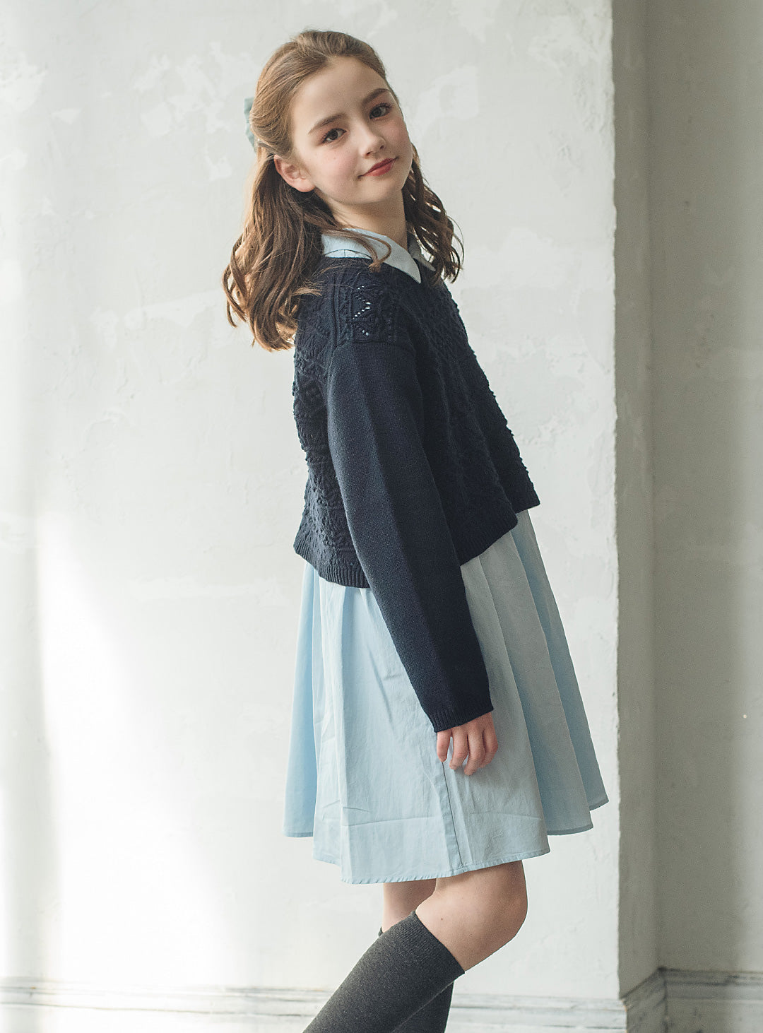 ニット×コットンワンピースセットアップ