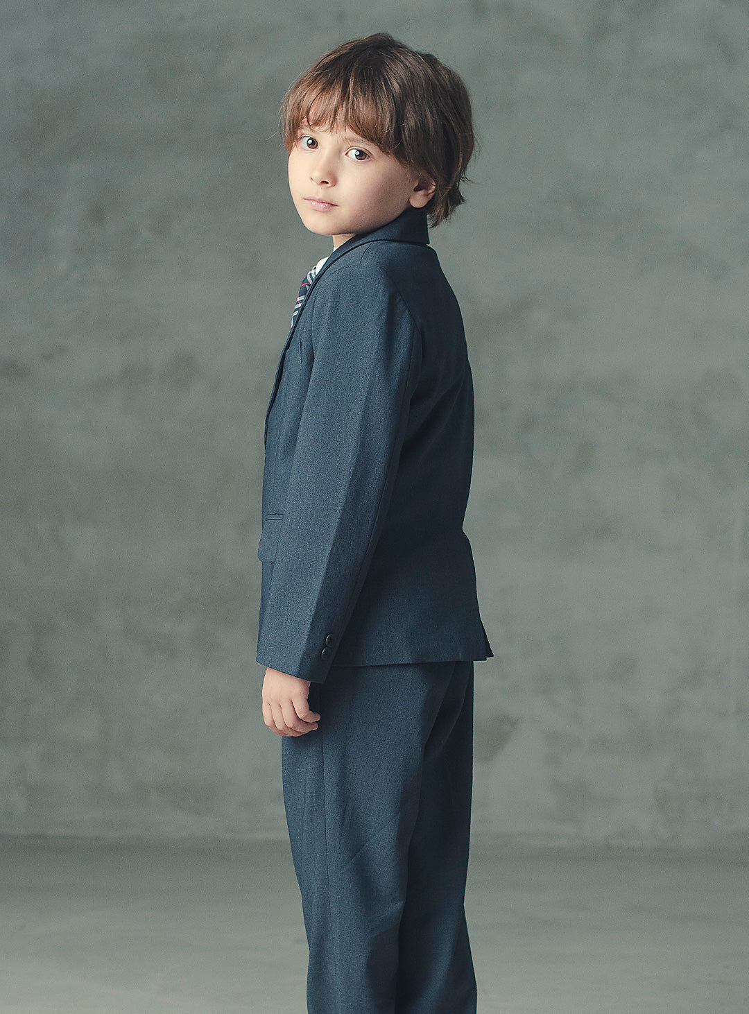 アレックスチャコールウール混スーツセット(ジャケット、長ズボン)