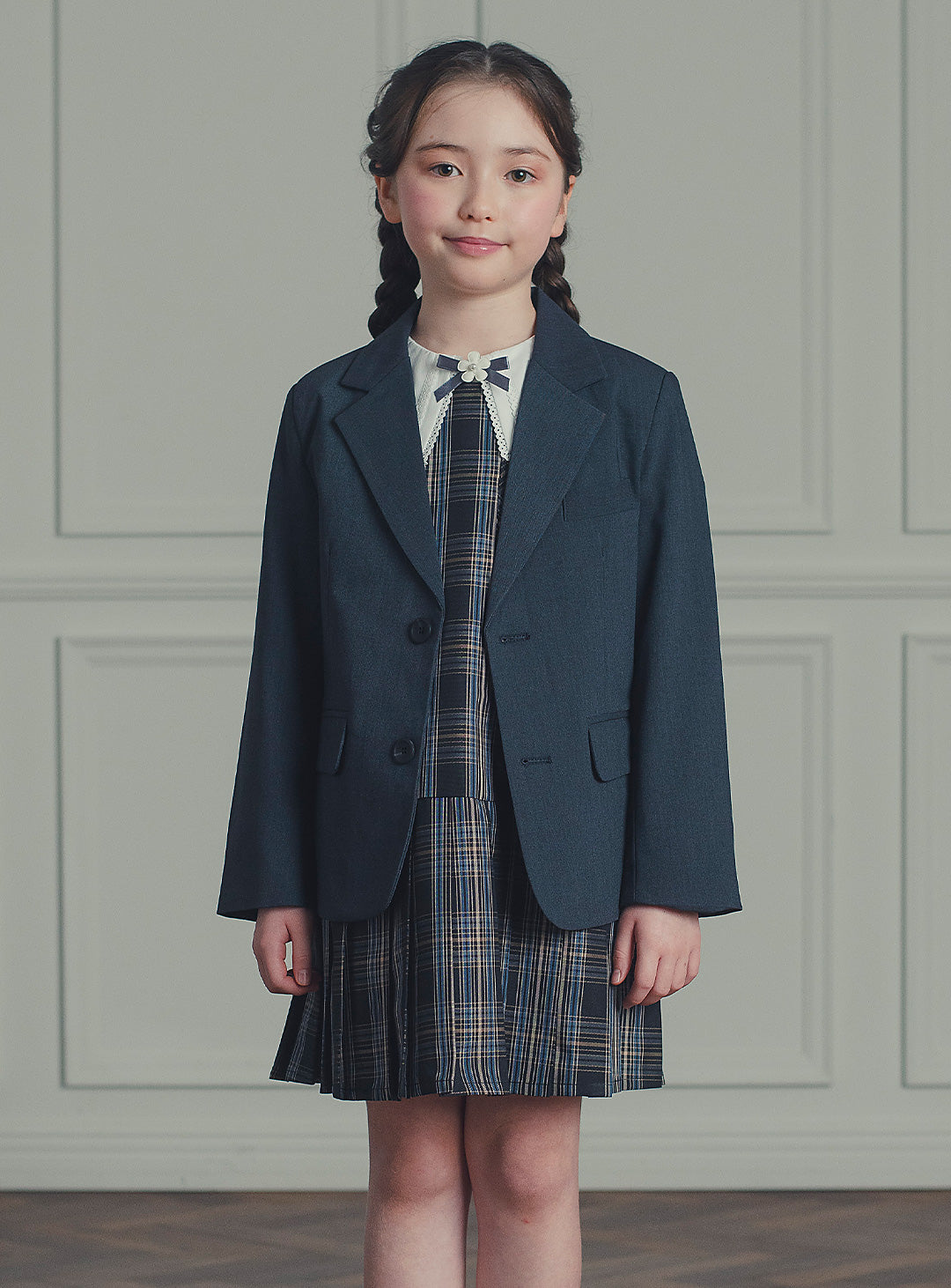 アメリアチャコールウール混ジャケット+ワンピースセット