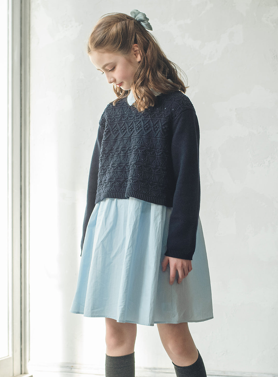 ニット×コットンワンピースセットアップ