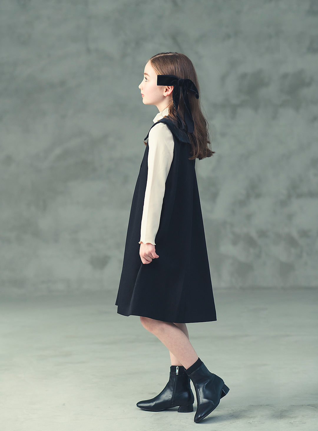 K8093 - ダブルブレストベルベットカラーワンピース