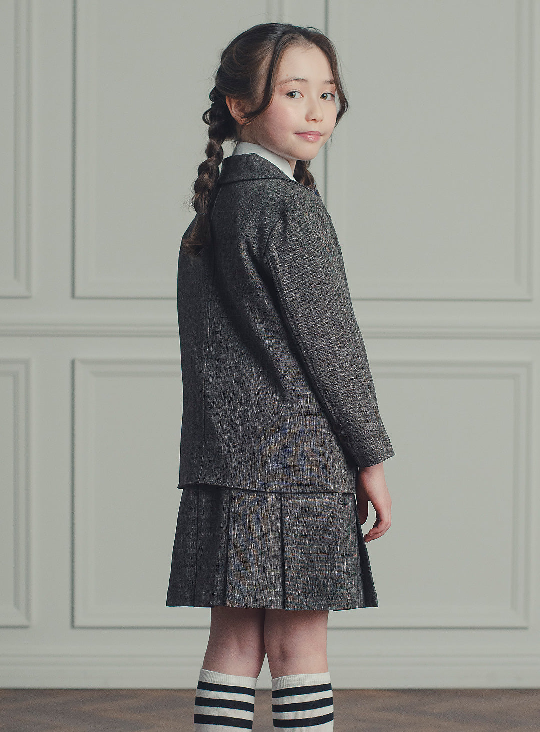 バードブラウンスカートスーツ2ピースセット(ジャケット、スカート)