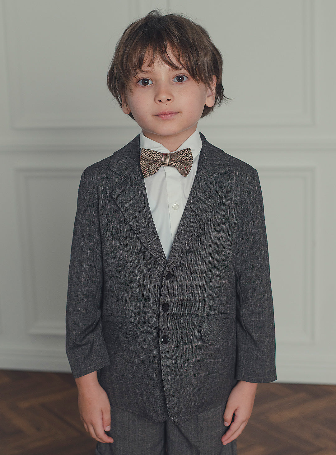 シャドーブラウンバードカジュアルスーツセット(ジャケット、半ズボン)