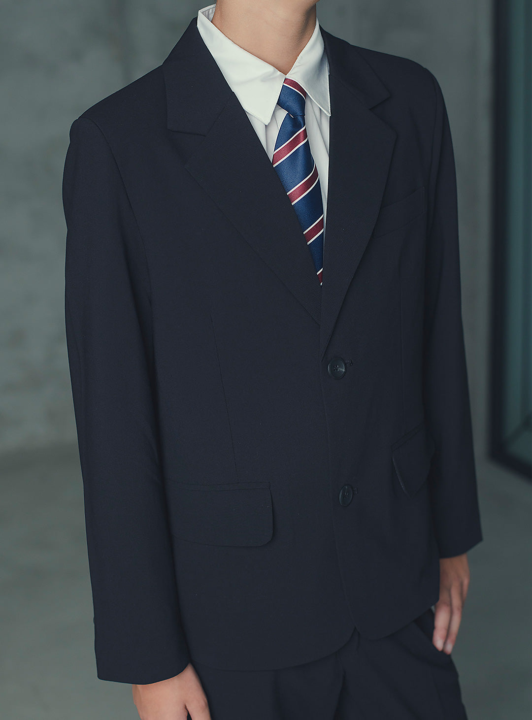 ルカブラックウール混シングルブレストスーツセット(ジャケット、長ズボン)