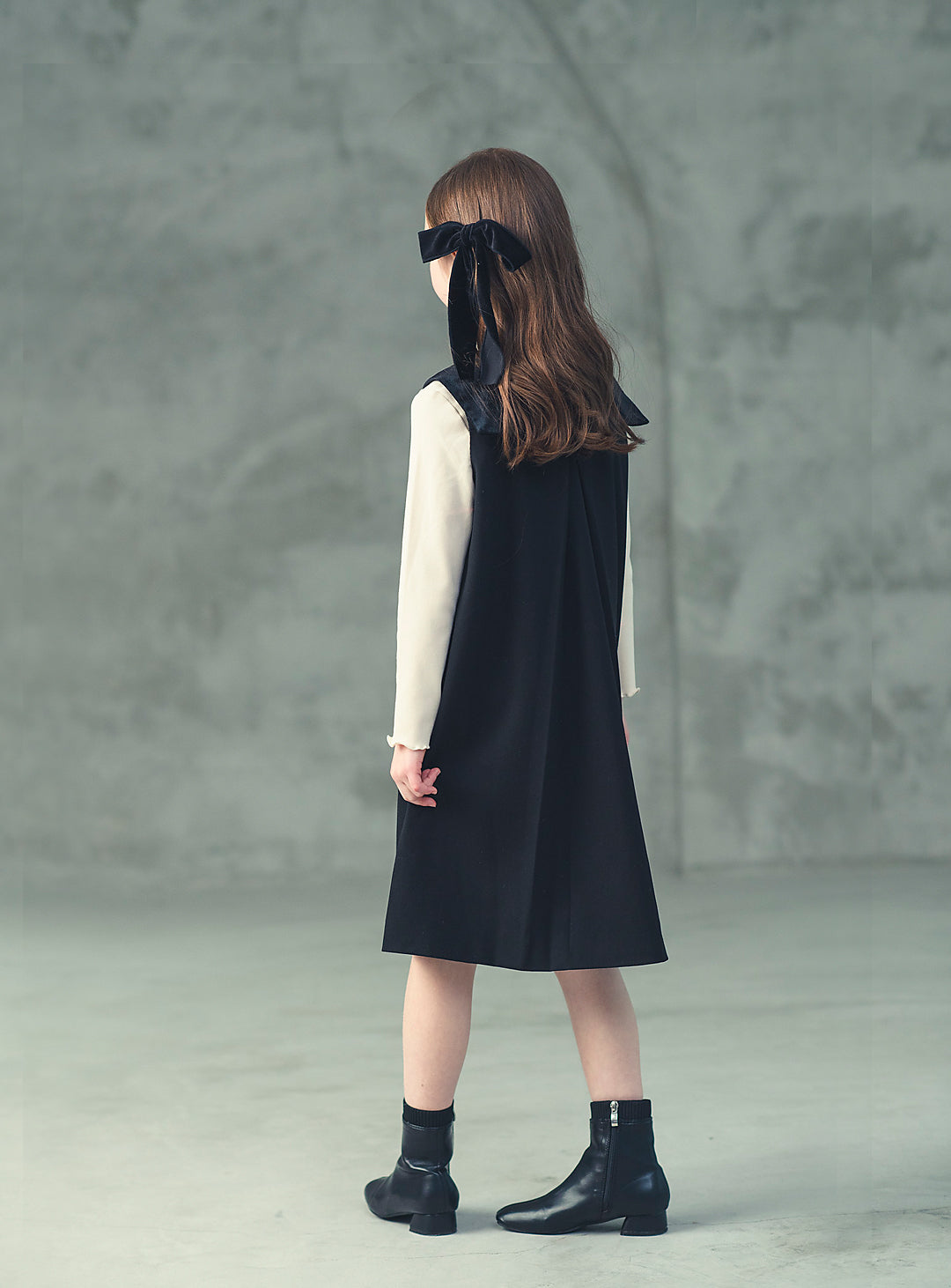 K8093 - ダブルブレストベルベットカラーワンピース