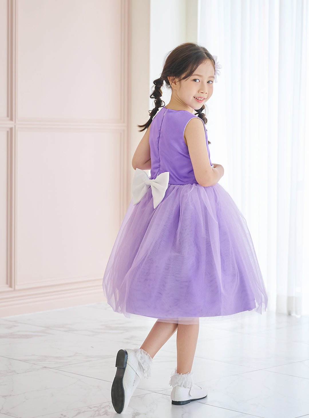 子供ドレス発表会・結婚式・おしゃれなDRESCCOのD-SU-57-4-バイオレットフラワーリーフドレスの画像5