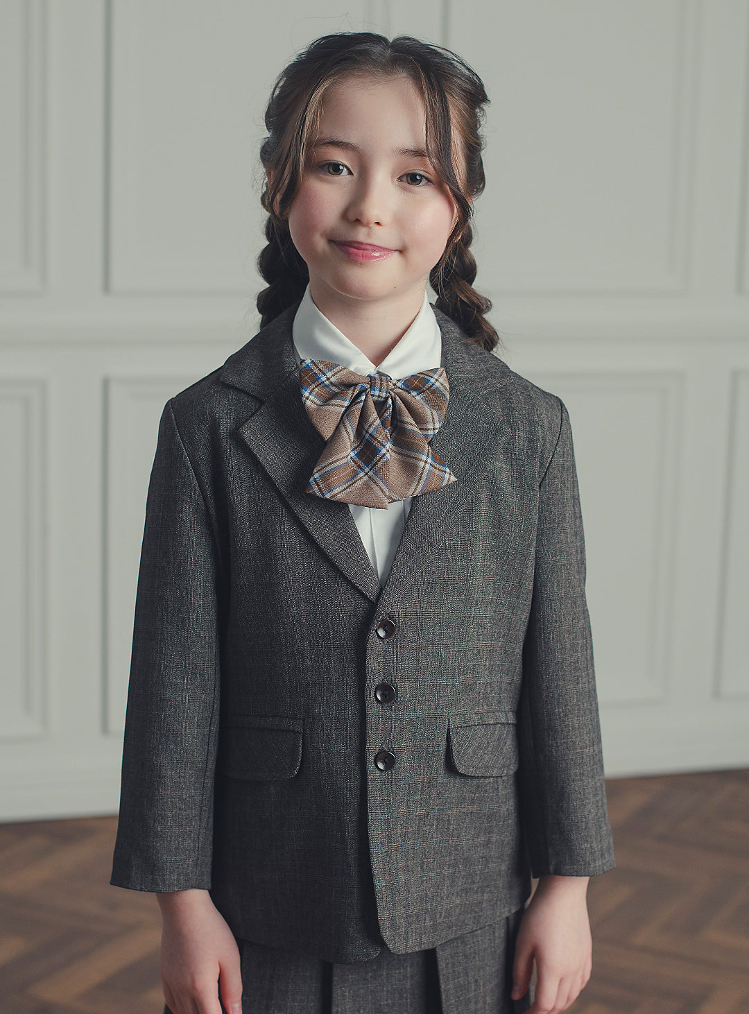 バードブラウンスカートスーツ2ピースセット(ジャケット、スカート)