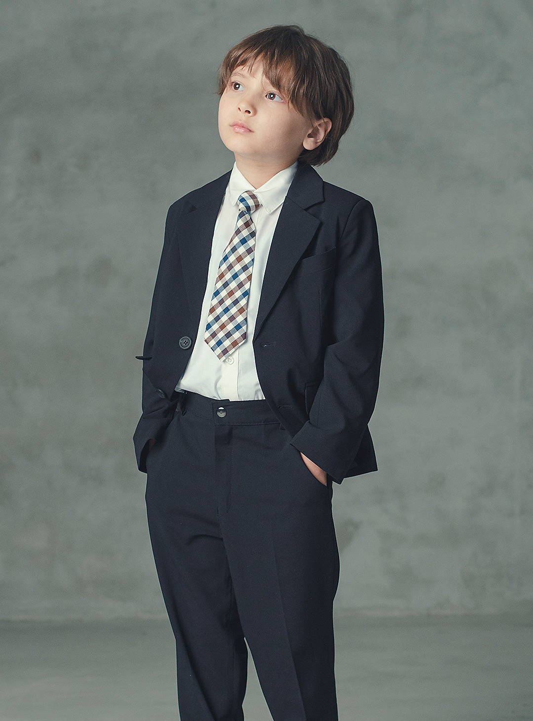 ルカブラックウール混スーツセット(ジャケット、長ズボン)