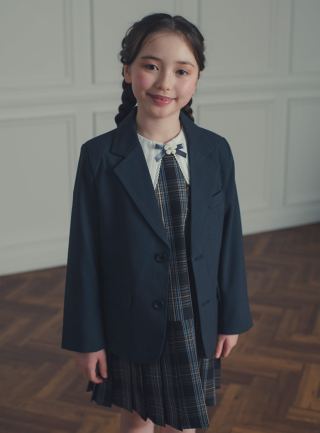 アメリアチャコールウール混ジャケット+ワンピースセット