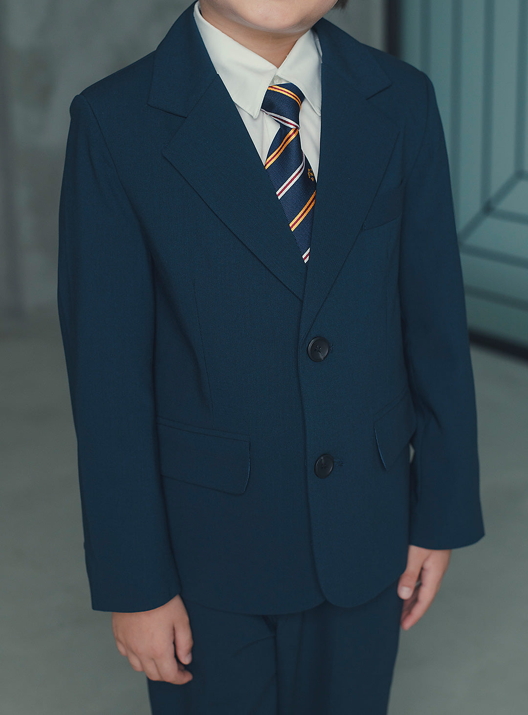 エドワードネイビーウール混スーツセット(ジャケット、長ズボン)