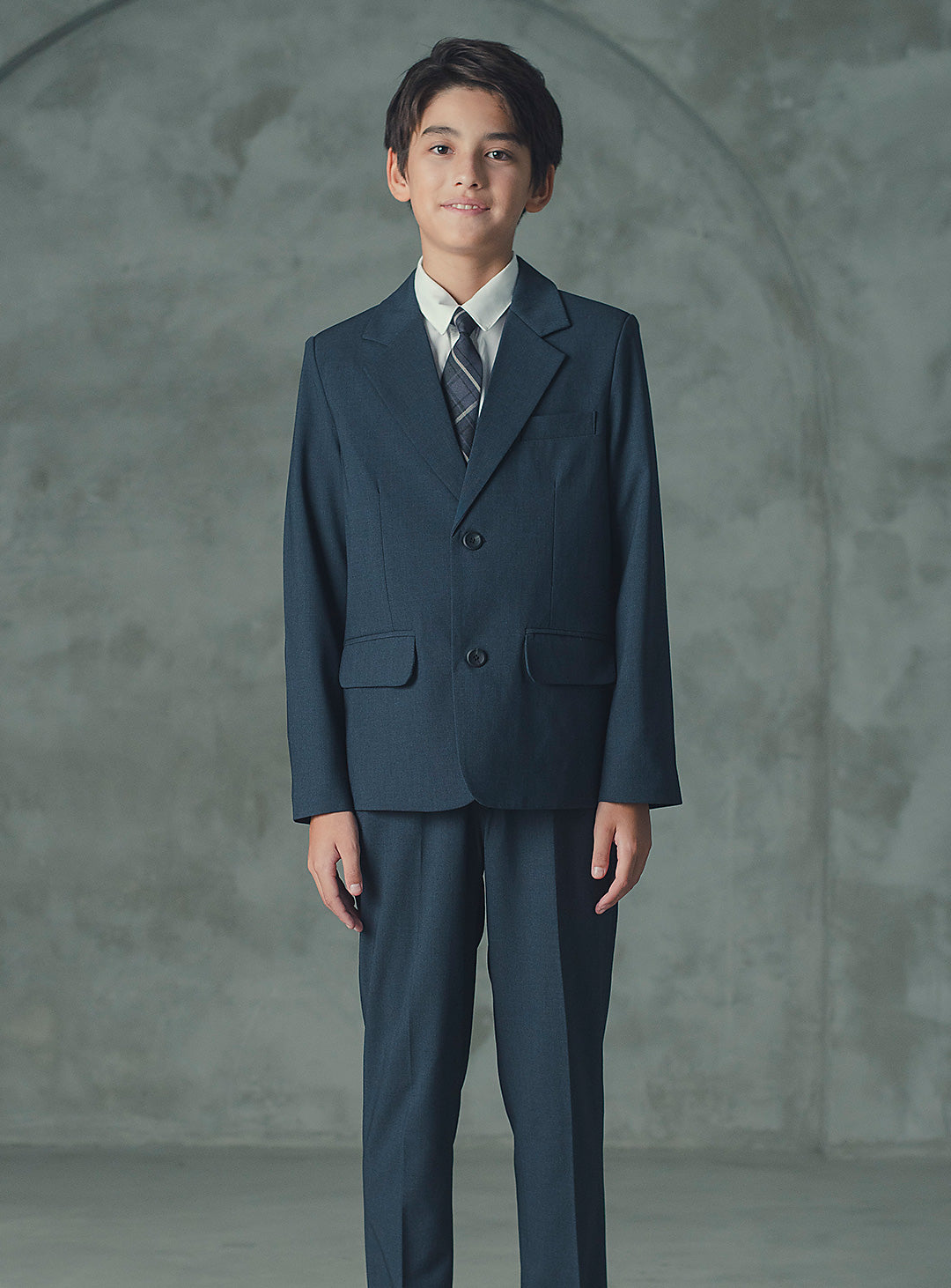 アレックスチャコールウール混シングルブレストスーツセット(ジャケット、長ズボン)