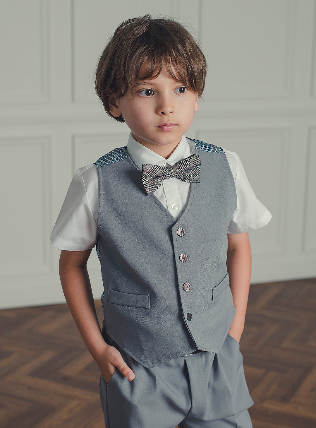 アーサーライトグレーベストスーツセット(ベスト、長ズボン)