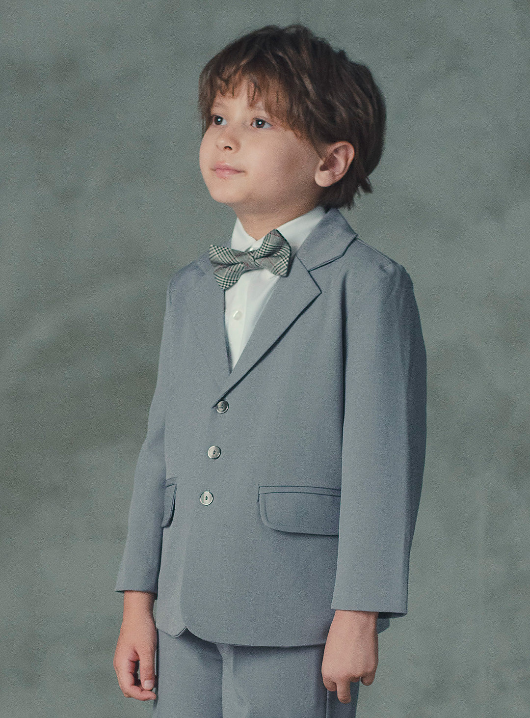 アーサーライトグレー3ボタンハーフパンツスーツセット(ジャケット、半ズボン)