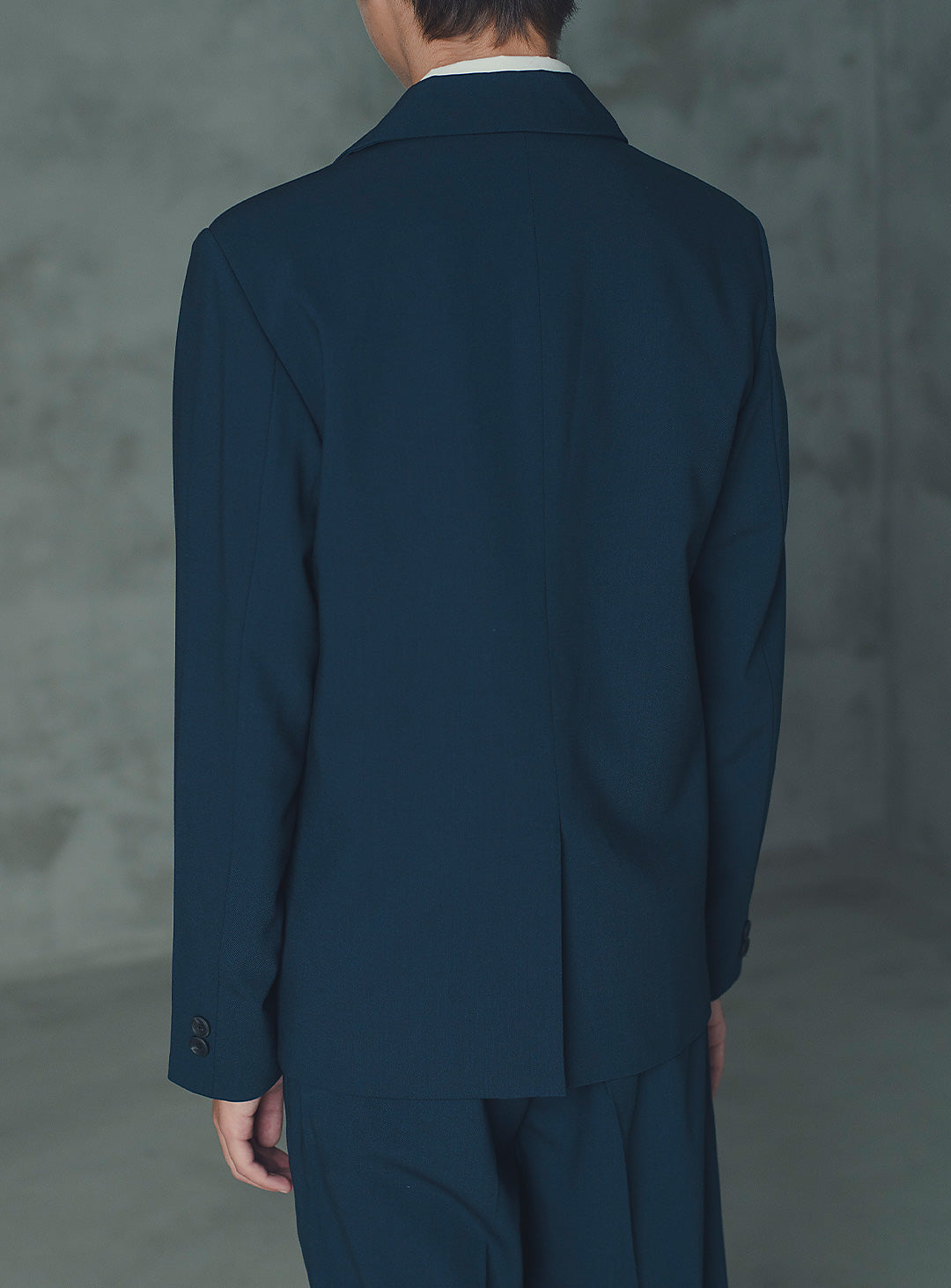 エドワードネイビーウール混シングルブレストスーツセット(ジャケット、長ズボン)