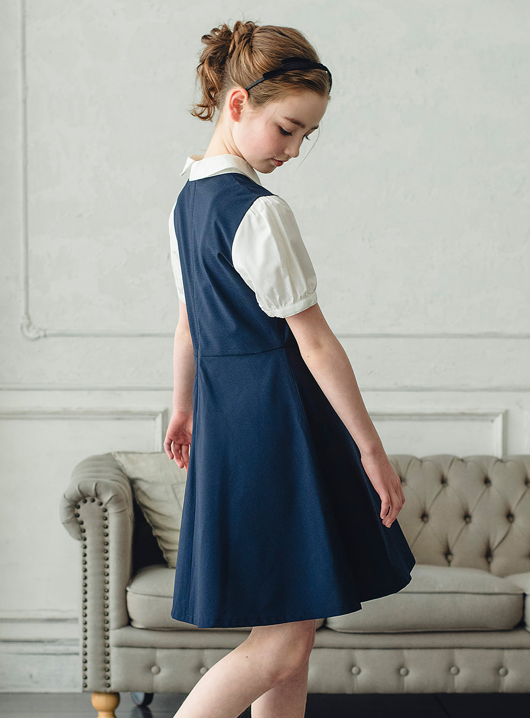 ロイヤルトラッドリボン付ワンピース(ネイビー)