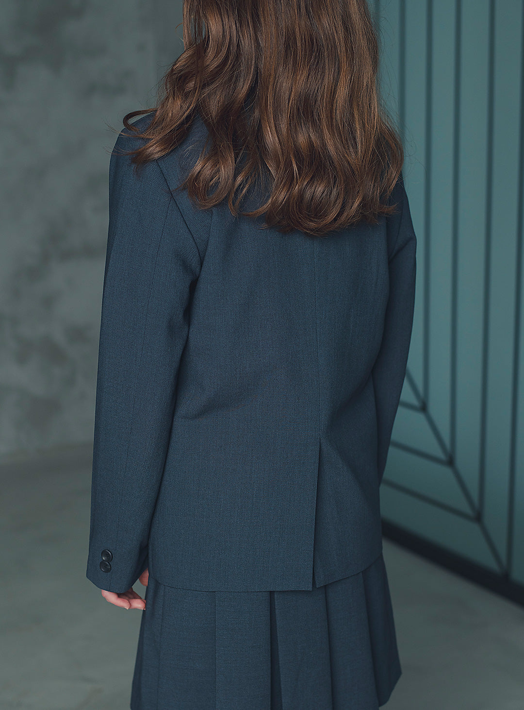 アメリアチャコールウール混ジャケットプリーツスカート2ピースセット(ジャケット、スカート)