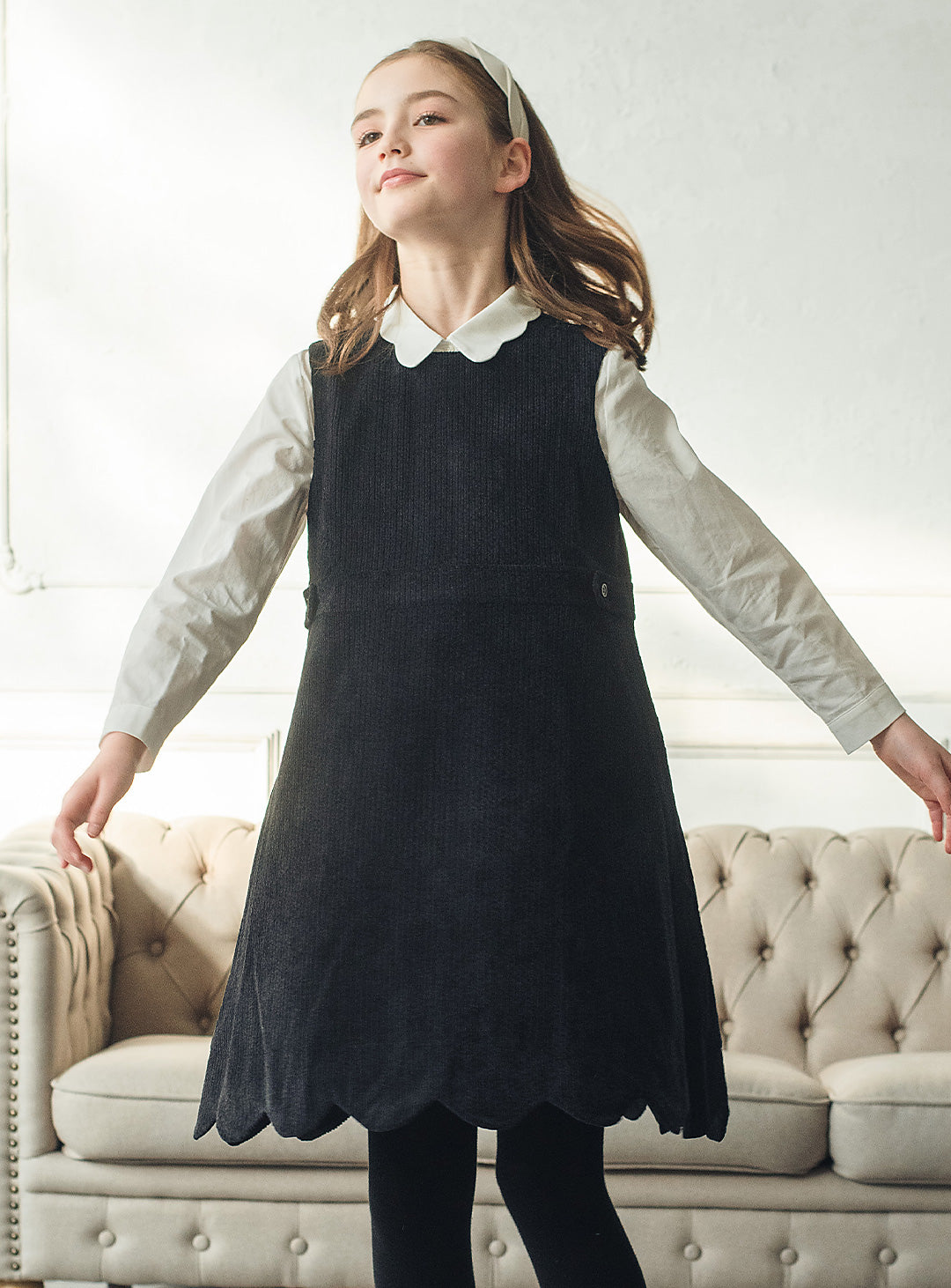 コーデュロイブラックワンピース