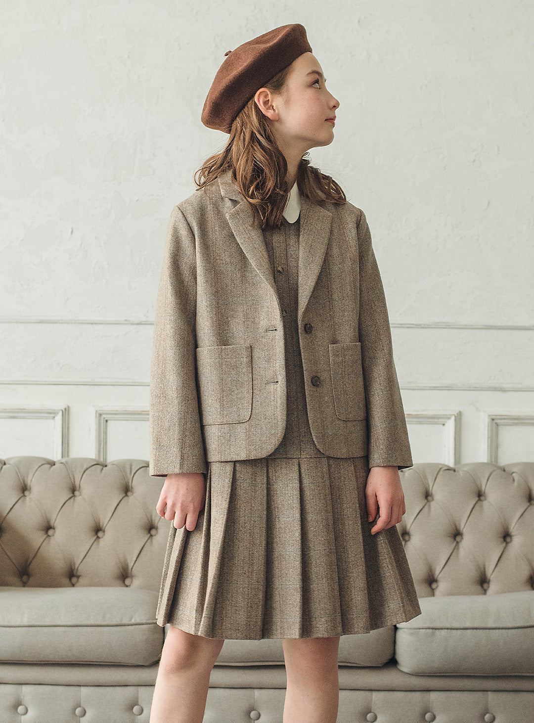 ウール混ヘリンボーンジャケット