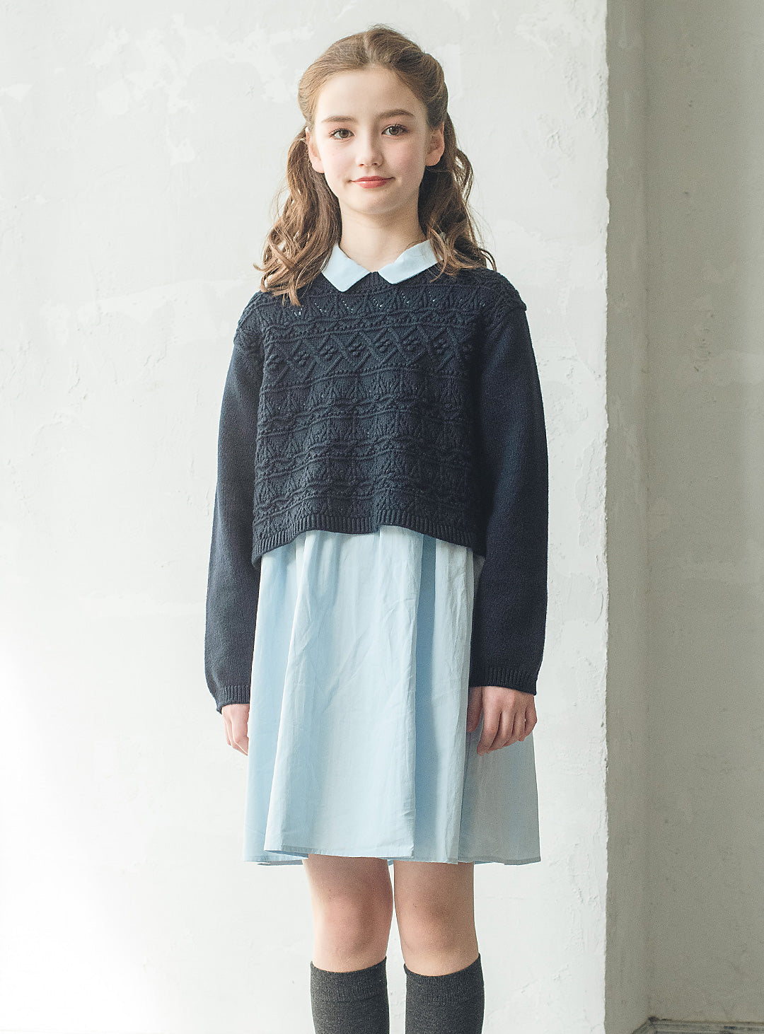 ニット×コットンワンピースセットアップ