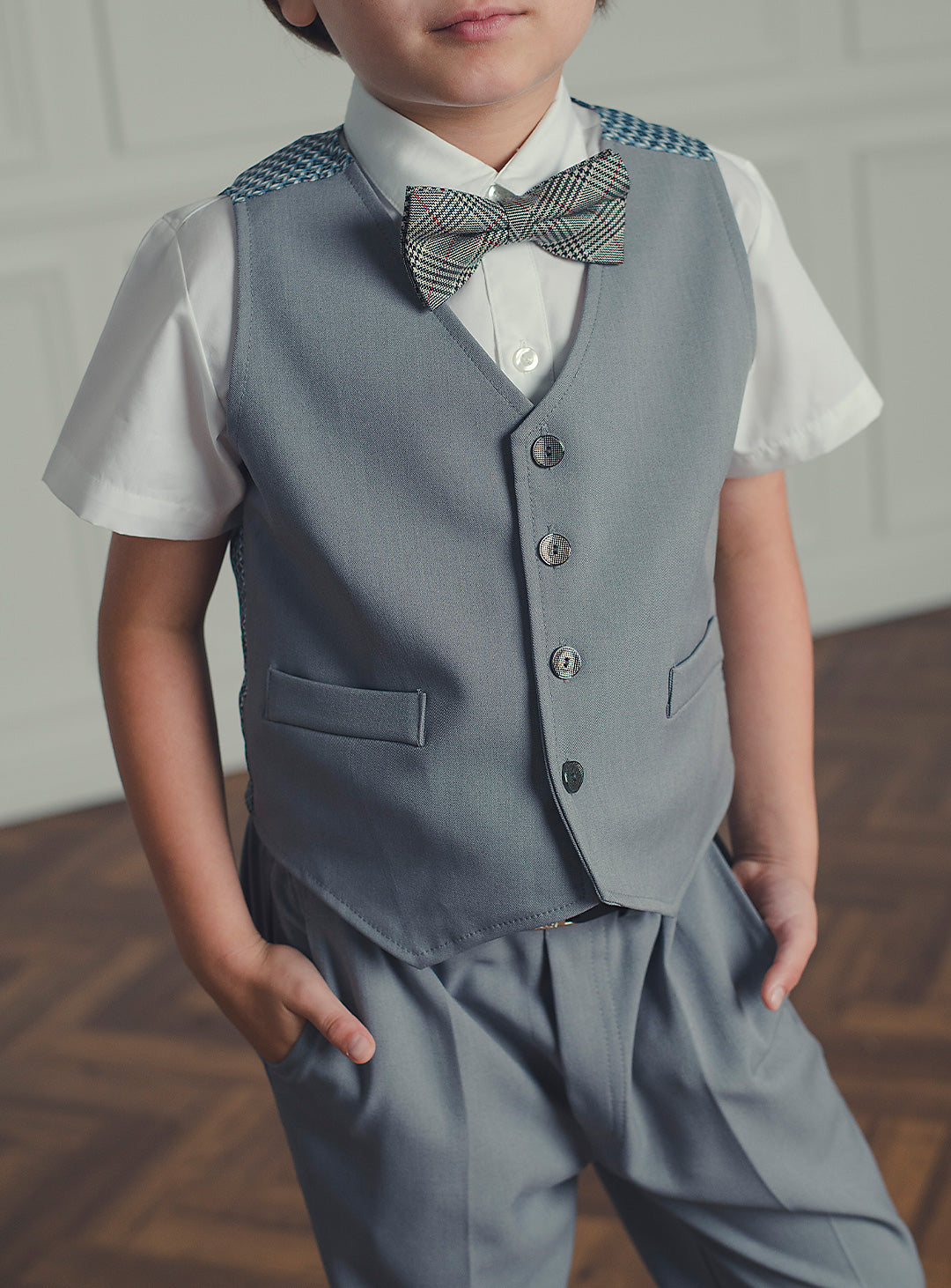 アーサーライトグレーベストスーツセット(ベスト、長ズボン)