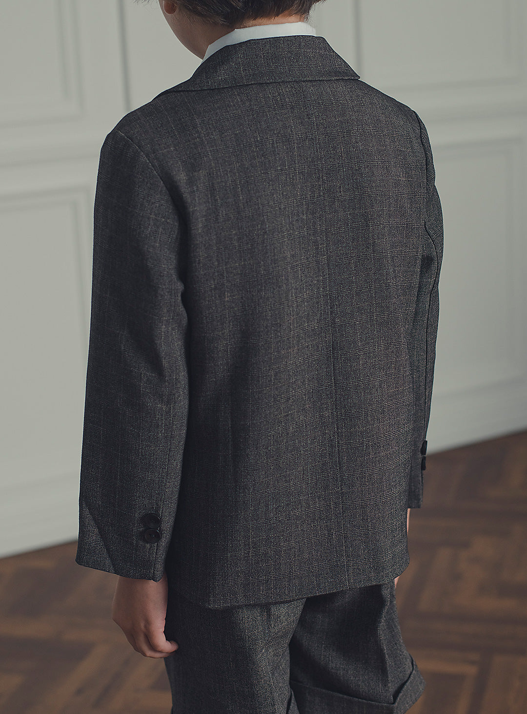 シャドーブラウンバードカジュアルスーツセット(ジャケット、半ズボン)