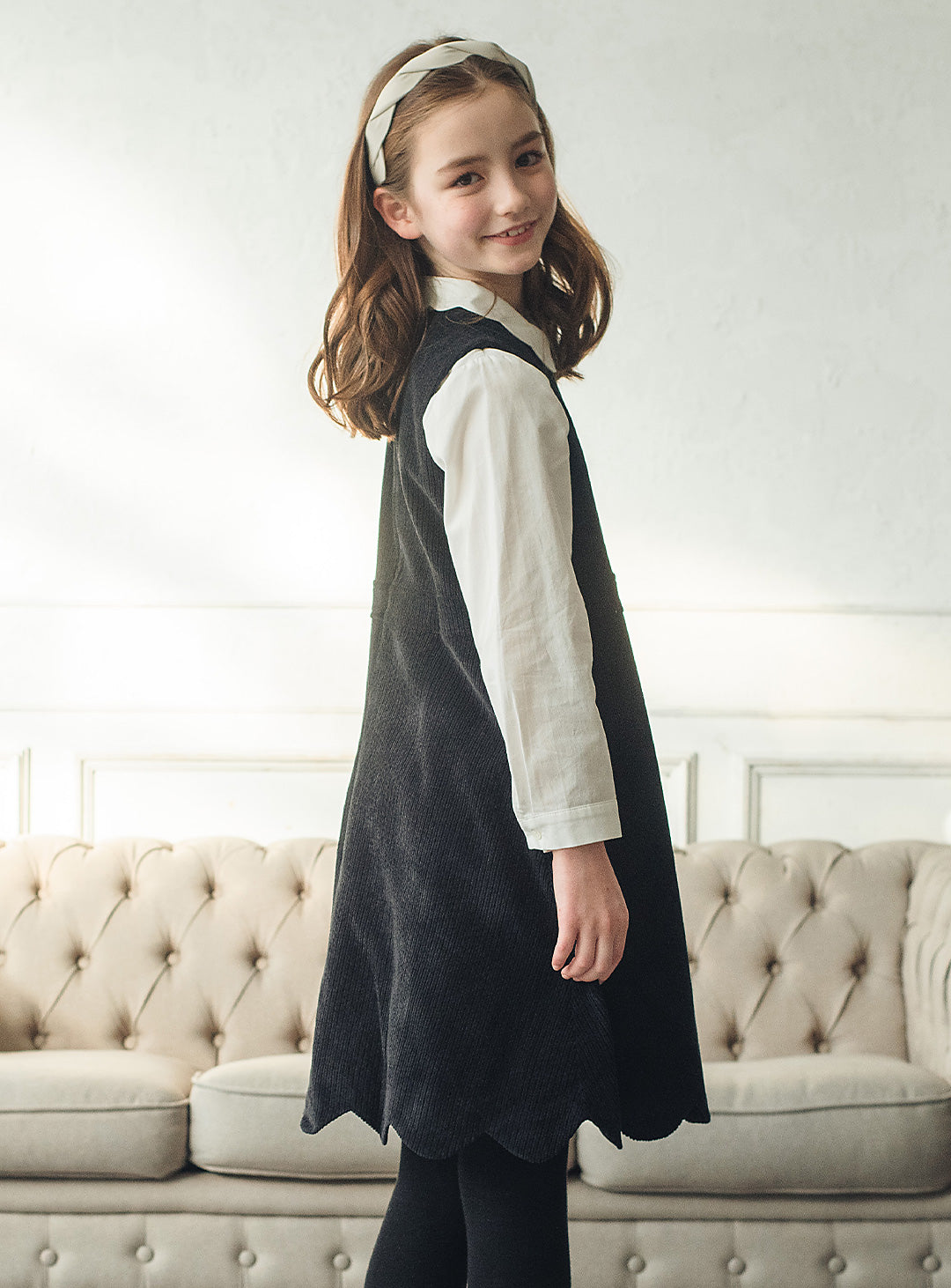 コーデュロイブラックワンピース