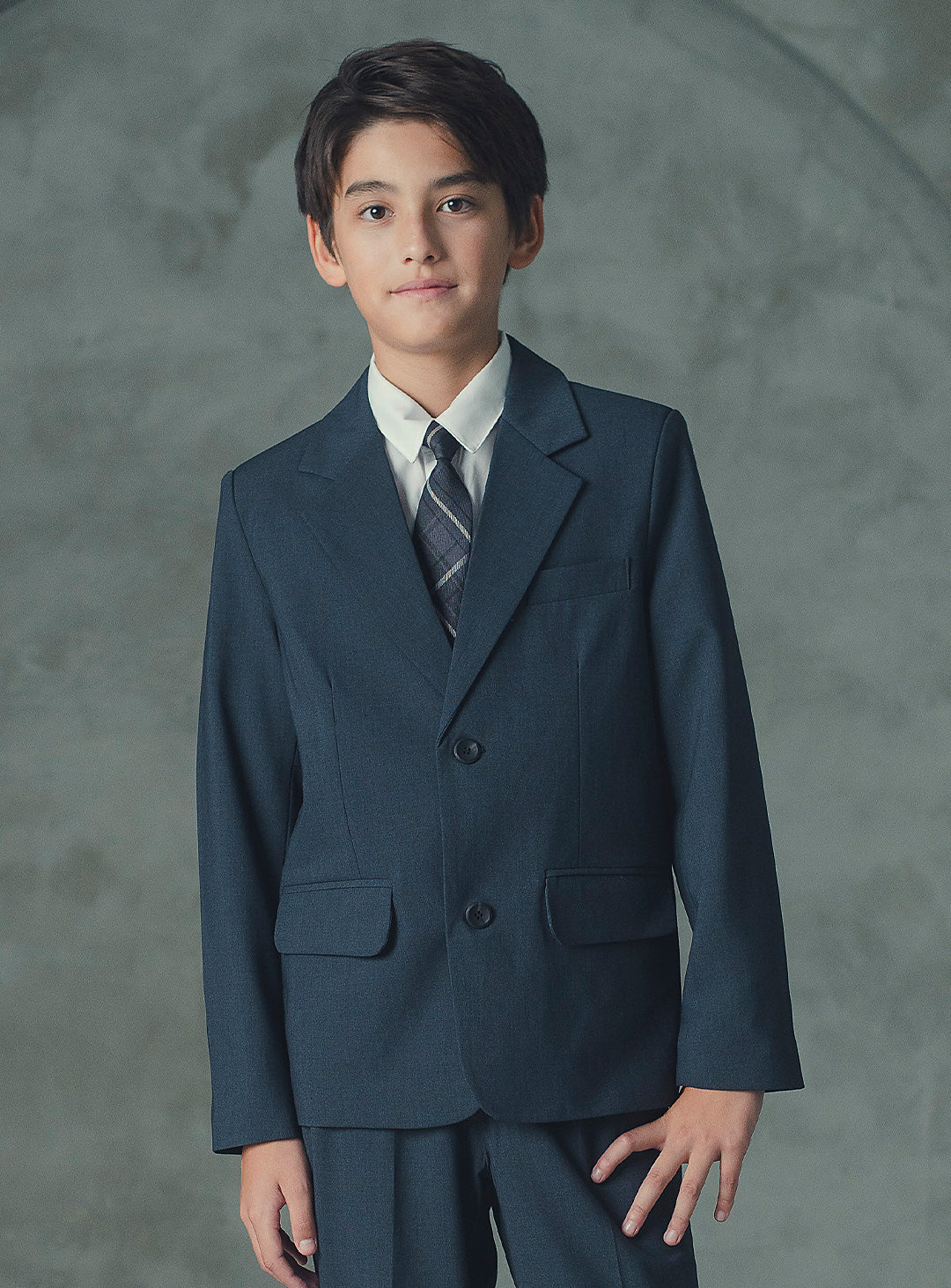 アレックスチャコールウール混シングルブレストスーツセット(ジャケット、長ズボン)