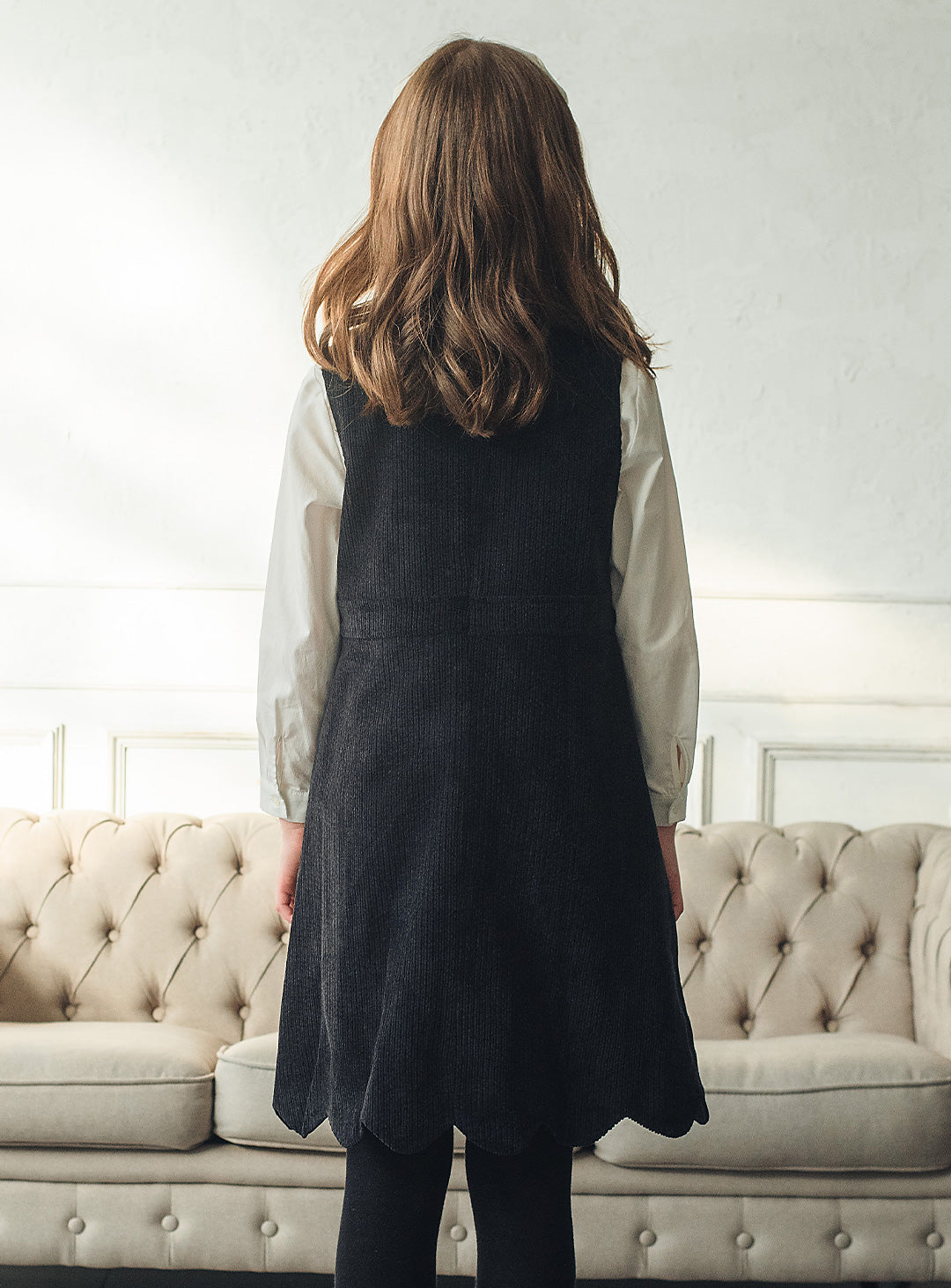 コーデュロイブラックワンピース