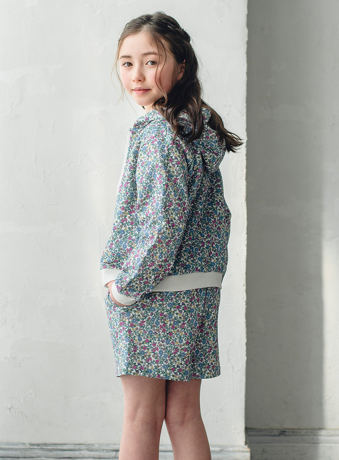 小花柄フーディセットアップ