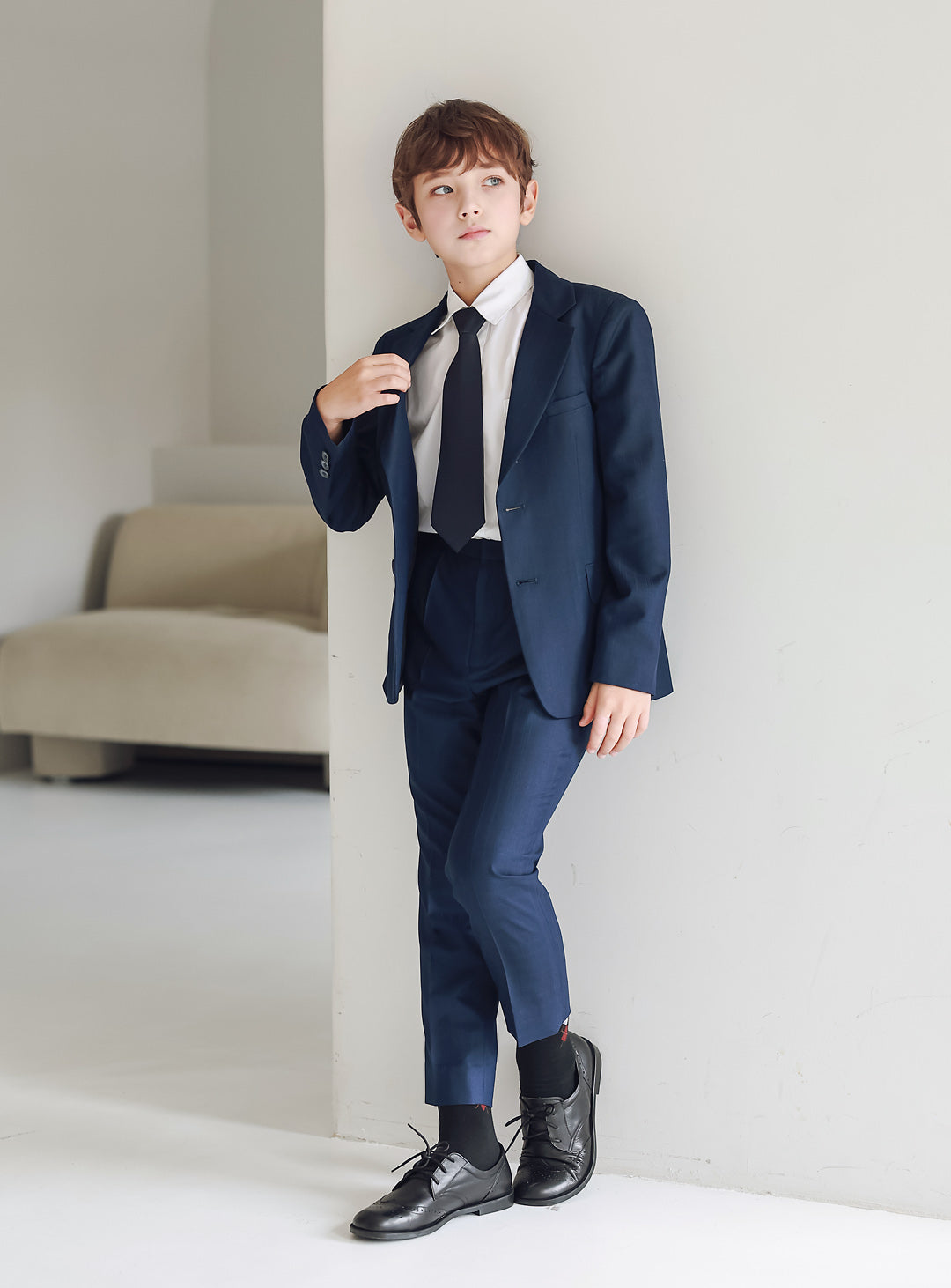 ボーイスーツ・子供スーツ・フォーマルスーツDRESCCOのネイビーシャドーチェック シングルブレスト2ピースセットの画像3
