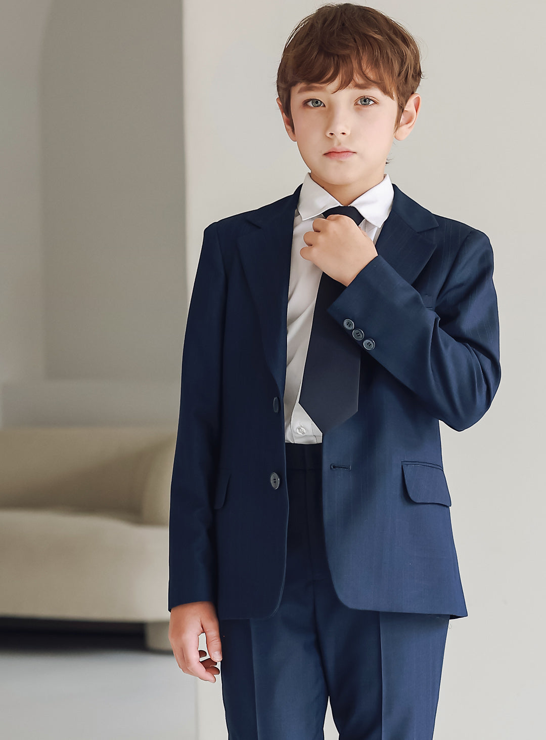 ボーイスーツ・子供スーツ・フォーマルスーツDRESCCOのネイビーシャドーチェック シングルブレスト2ピースセットの画像7