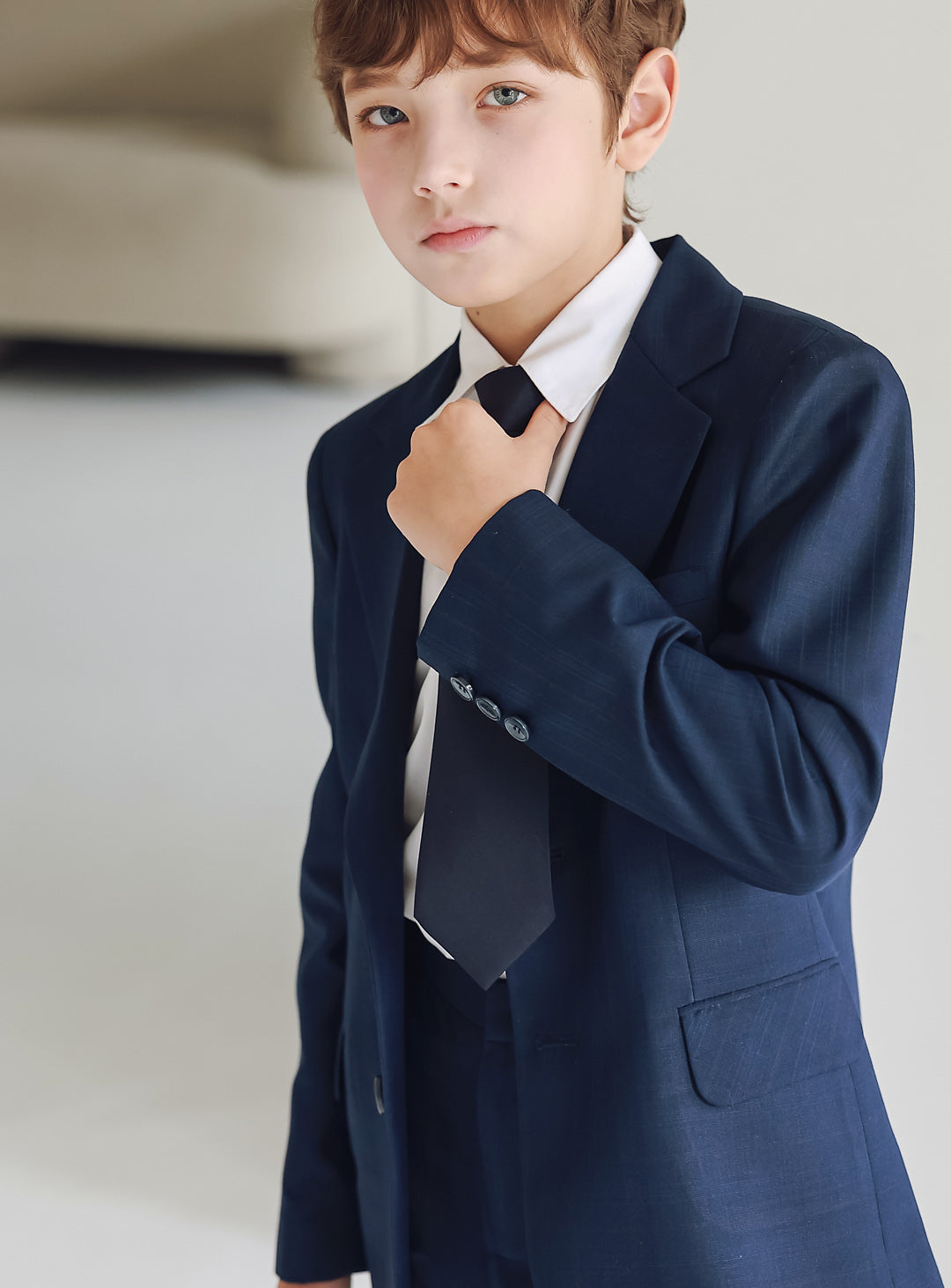 ボーイスーツ・子供スーツ・フォーマルスーツDRESCCOのネイビーシャドーチェック シングルブレスト2ピースセットの画像8