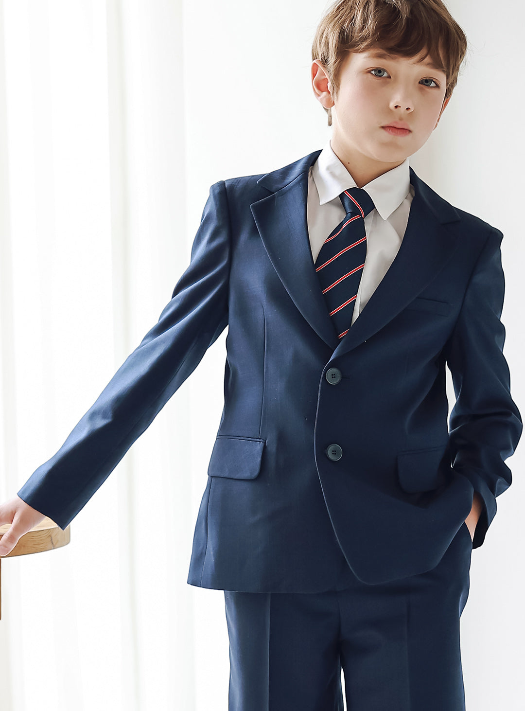 オリバーレジメストライプネクタイ(ネイビー×レッド)